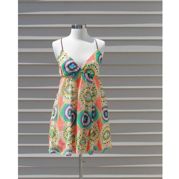 Ocean Drive Multicolor Vibrant Mandala Print Chiffon Dress Size Small - Picture 4 of 15